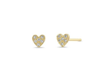 Zoe Chicco Diamond Heart Stud Earrings