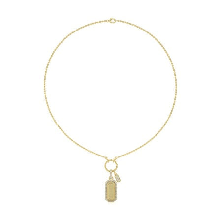 Yellow Gold Diamond Dog Tag Pendant