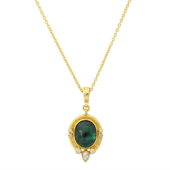 Gurhan Muse Gold Green Tourmaline and Diamond Pendant