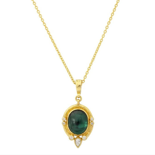 Gurhan Muse Gold Green Tourmaline and Diamond Pendant
