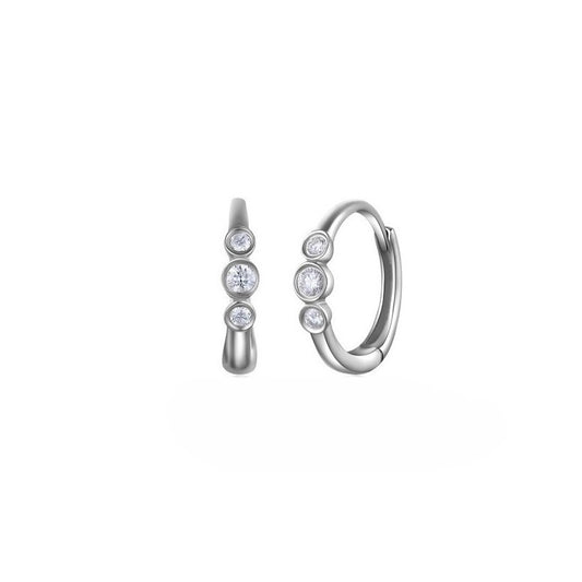 Bezel Diamond Hoop Earrings