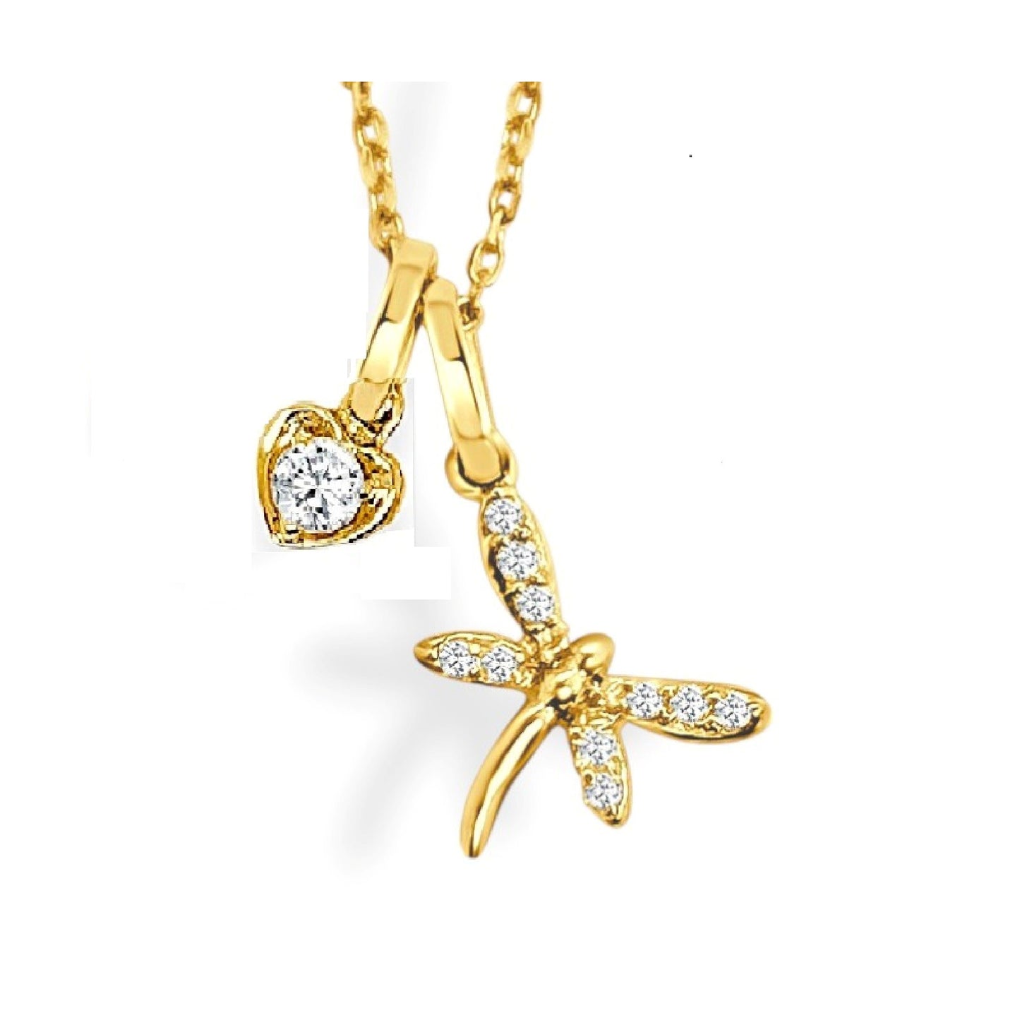 Yellow Gold Diamond Dragonfly Pendant