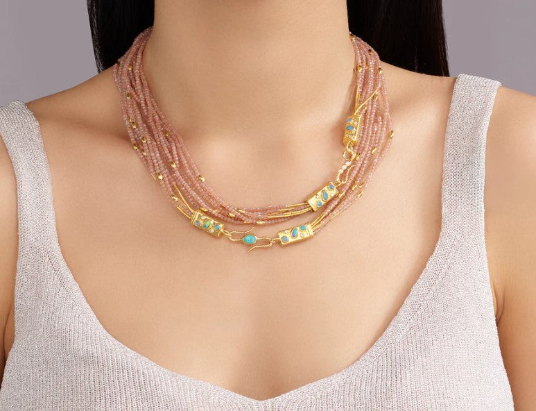 Gurhan Flurries Gold Sunstone Bead Necklace
