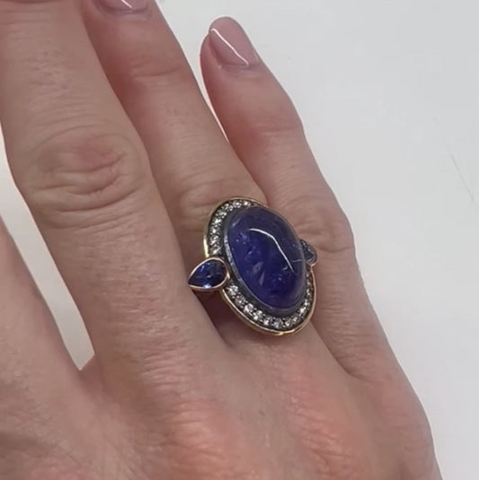 Ray Griffiths Oval Tanzanite and Diamond Ring
