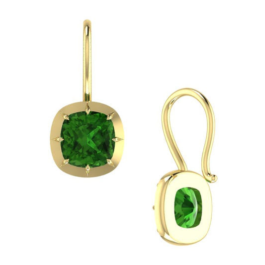 Cushion Cut Green Tourmaline Earrings