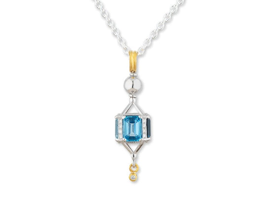 Lika Behar Twirly Topaz and Diamond Pendant