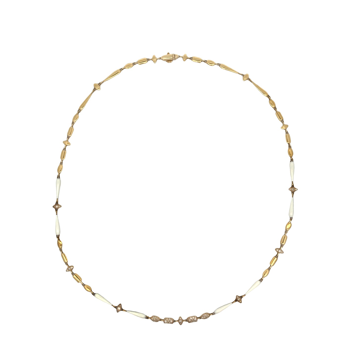 Etho Maria Diamond and White Ceramic Necklace