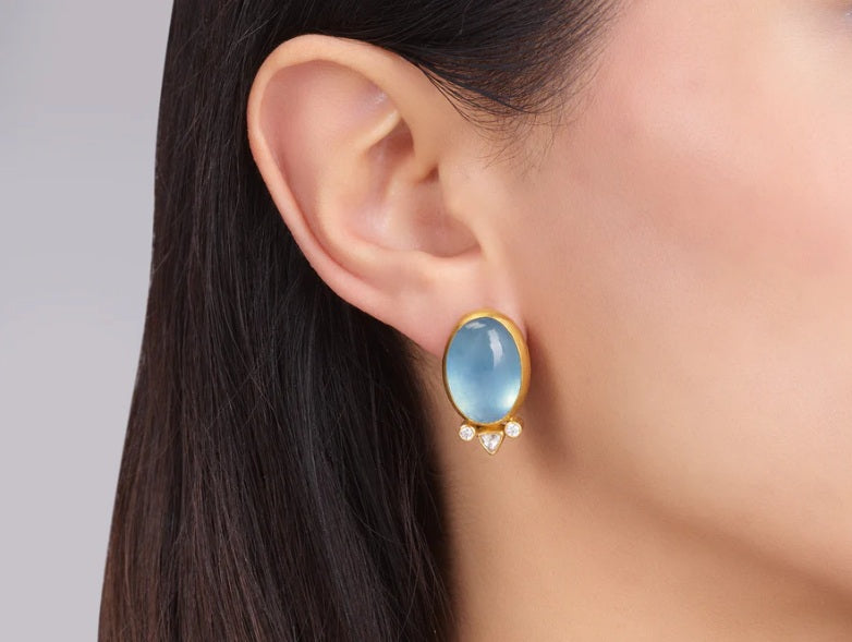 Gurhan Rune Aquamarine and Diamond Earrings