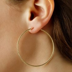 Yellow Gold Twisted Hoop Earrings