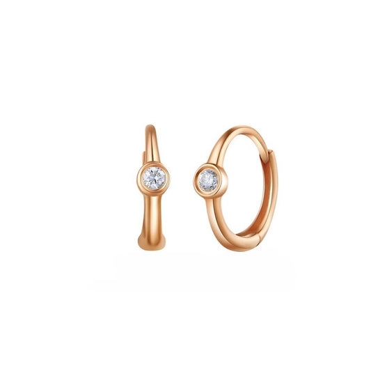 Bezel Diamond Hoop Earrings