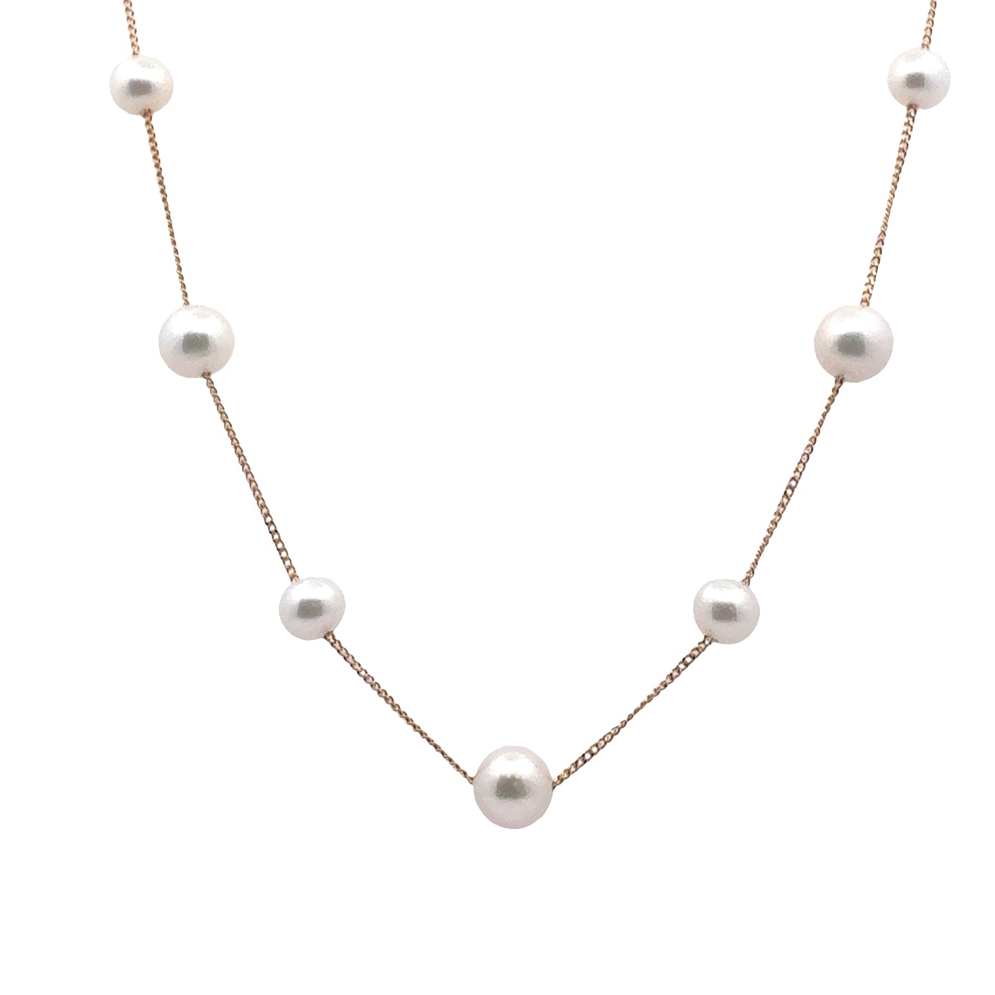 Yellow Gold Freshwater Pearl Tin Cup Necklace