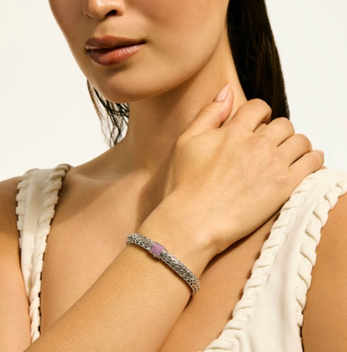 John Hardy Silver Icon Pink Sapphire Bracelet