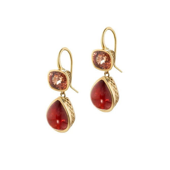 Ray Griffiths Brown Zircon and Garnet Hanging Earrings