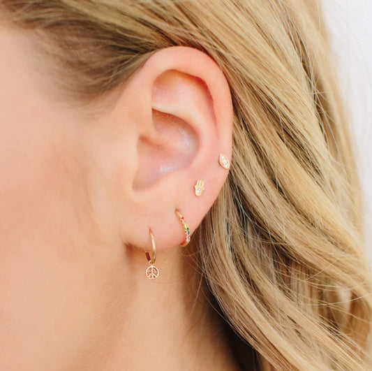 Zoë Chicco Single Diamond Hamsa Stud Earring