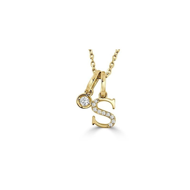 Yellow Gold Diamond Initial S Pendant