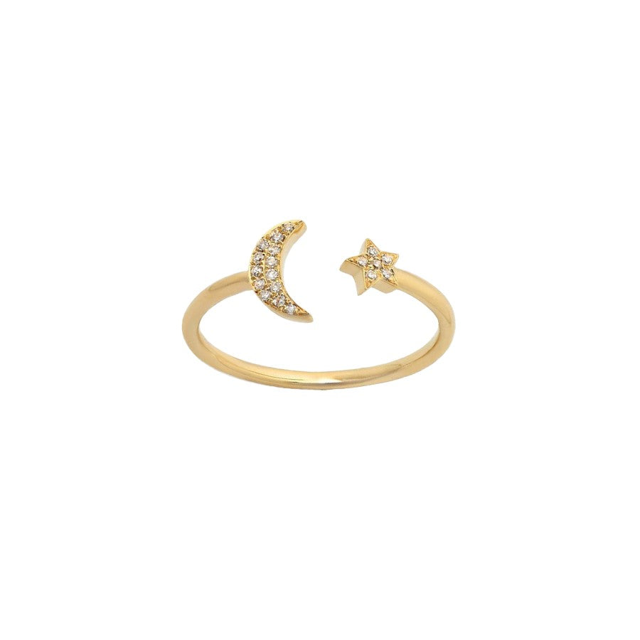Moon & Star Diamond Ring