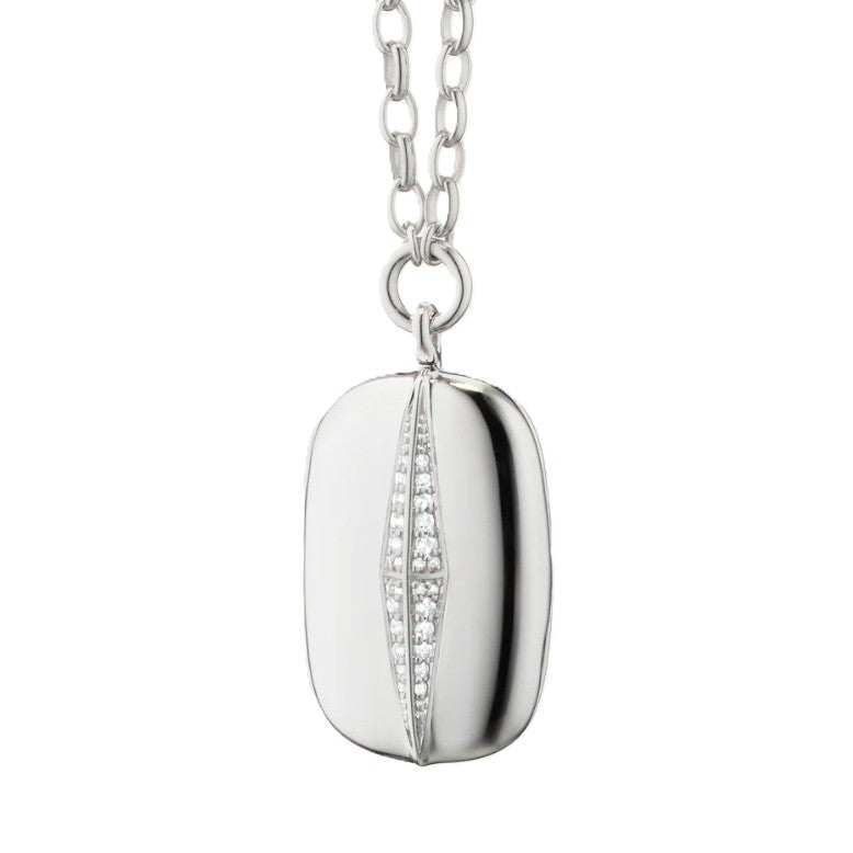 Monica Rich Kosann Sterling Silver White Sapphire Locket Pendant
