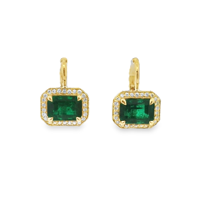 Emerald Halo Drop Earrings