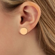 Yellow Gold Flat Disc Stud Earrings