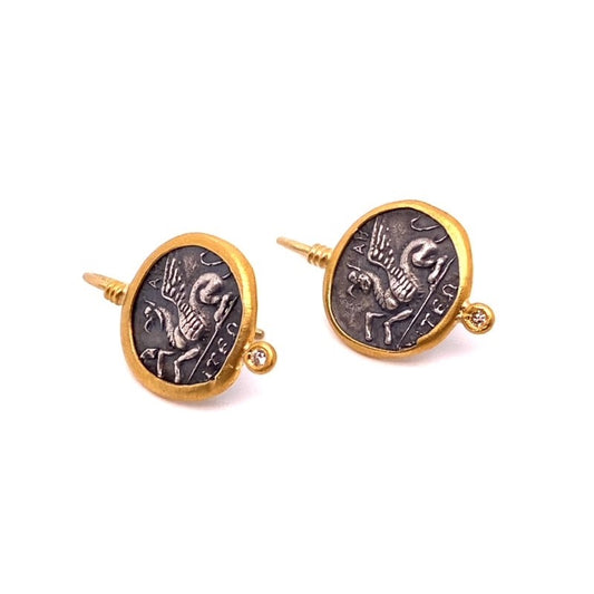 Gold and Silver Pegasus Earrings