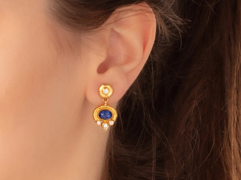Gurhan Muse Kyanite and Diamond Drop Earrings