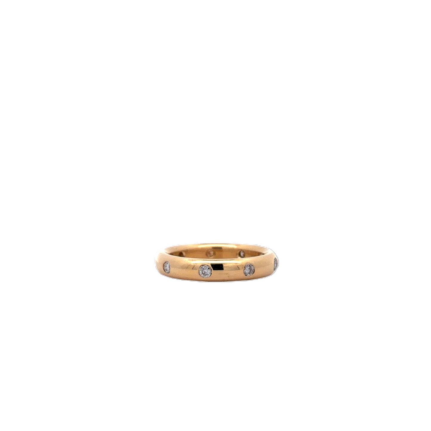 18K yellow gold 3.5 mm burnish eternity band, straight line down cente