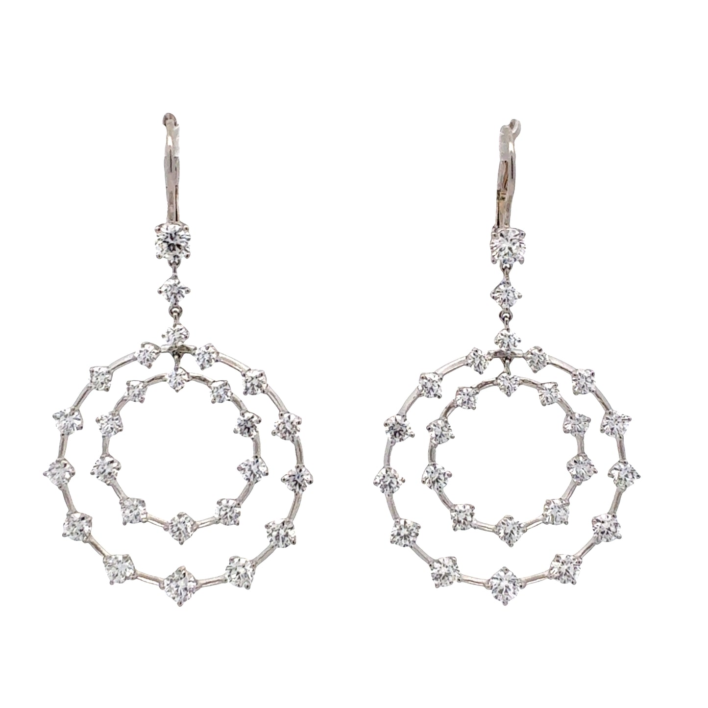 Suna Double Circle Drop Diamond Earrings