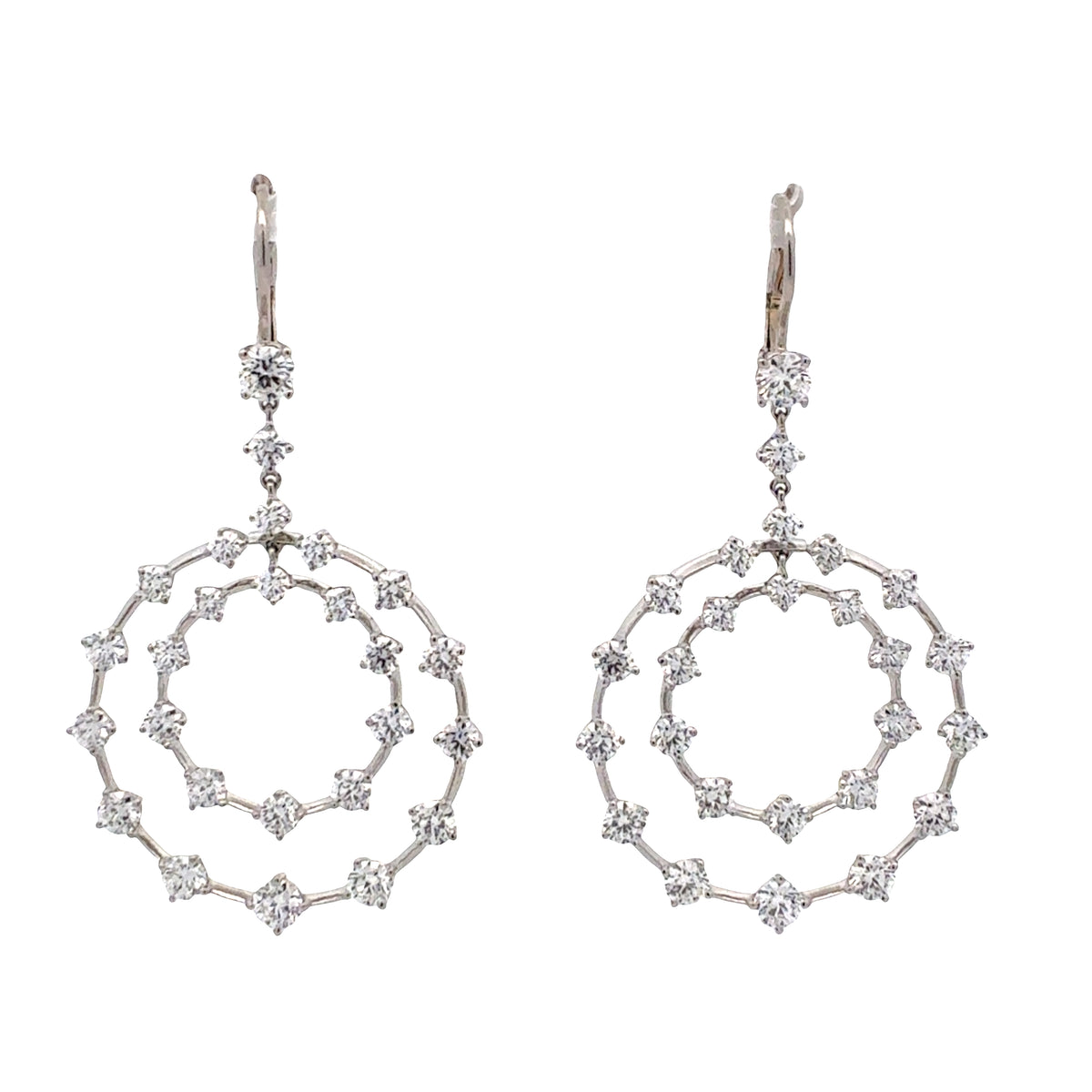 Suna Double Circle Drop Diamond Earrings