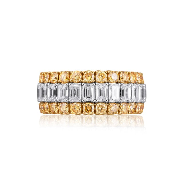 Picchiotti Xpandable™ Emerald and Round Yellow Diamond Band