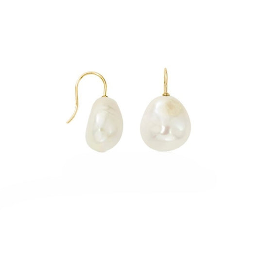 Yellow Gold Pearl Drop Earrings