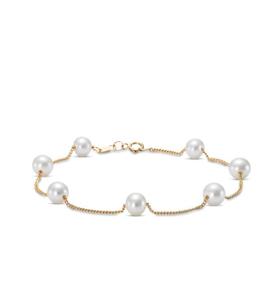 Yellow Gold Freshwater Pearl Bracelet