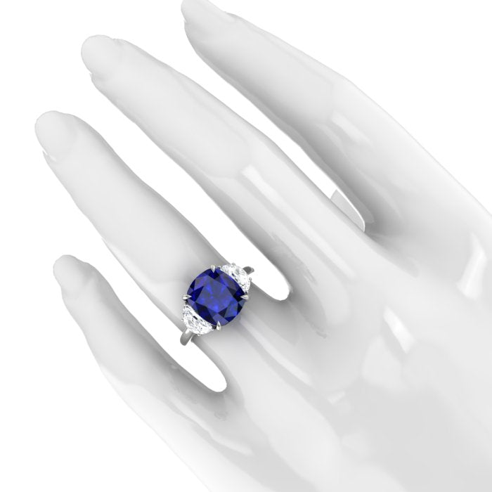 Blue Sapphire and Diamond Ring