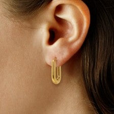 Yellow Gold Horseshoe Hoop Earrings
