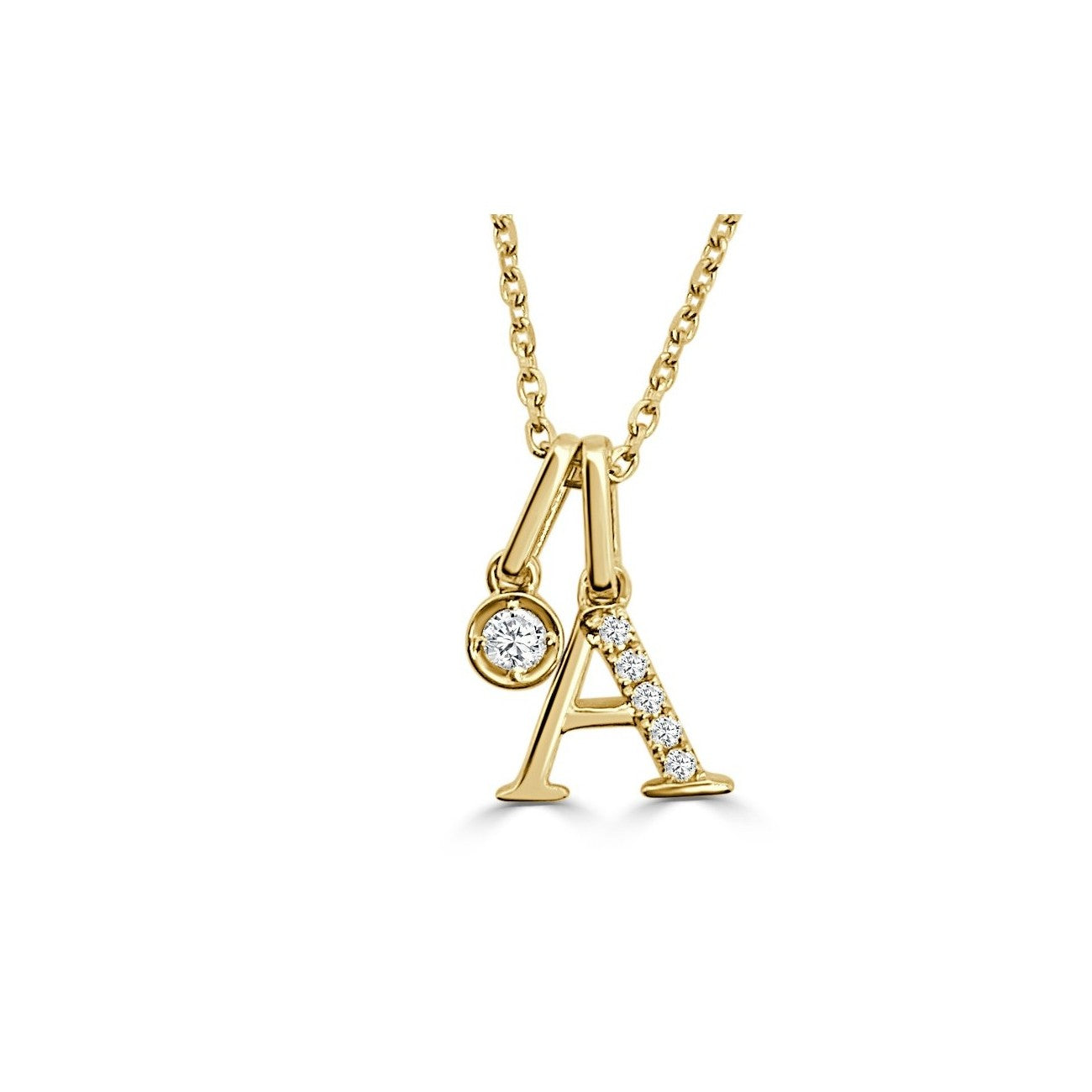 Yellow Gold Diamond Initial A Pendant