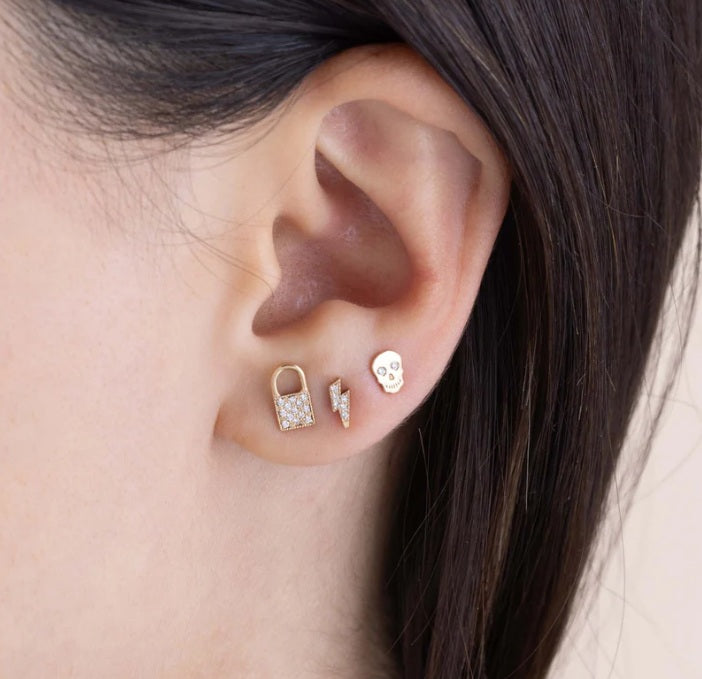 Zoë Chicco Single Diamond Lightning Bolt Stud Earring