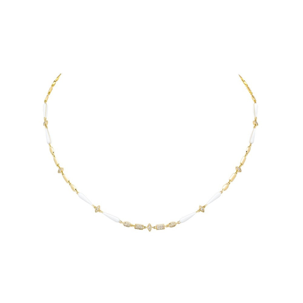 Etho Maria Diamond and White Ceramic Necklace