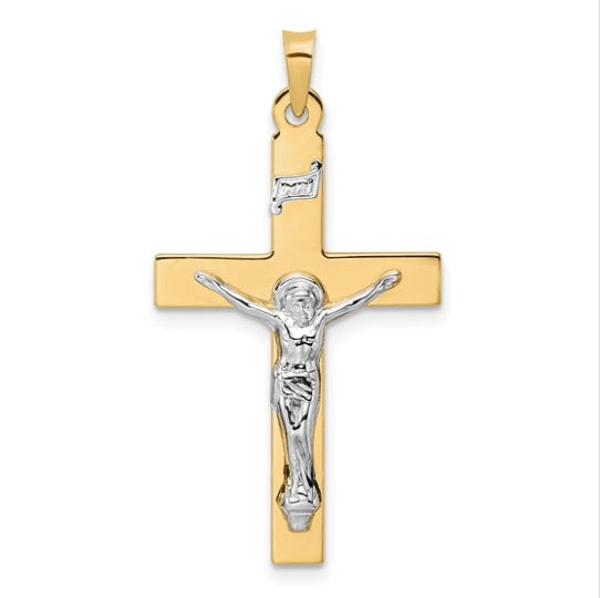 Yellow and White Gold Crucifix Pendant