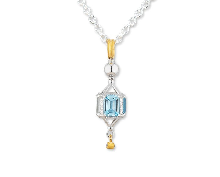 Lika Behar Twirly Topaz and Diamond Pendant