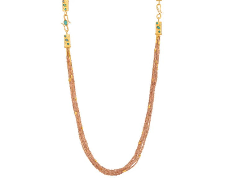 Gurhan Flurries Gold Sunstone Bead Necklace