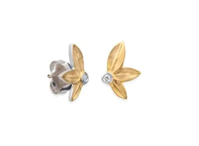Lika Behar Ollie Gold and Silver Diamond Stud Earrings