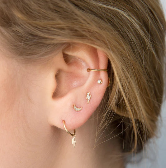 Zoë Chicco Single Diamond Moon Stud Earring