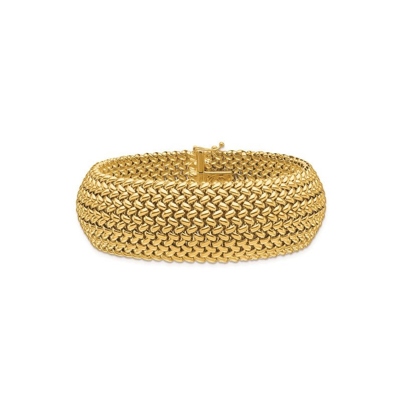 18K yellow gold polished 22 mm mesh bracelet in 7.5 inches with a box