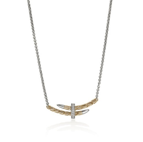 John Hardy Gold and Silver Diamond Spear Necklace
