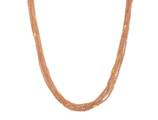 Gurhan Flurries Gold Sunstone Bead Necklace