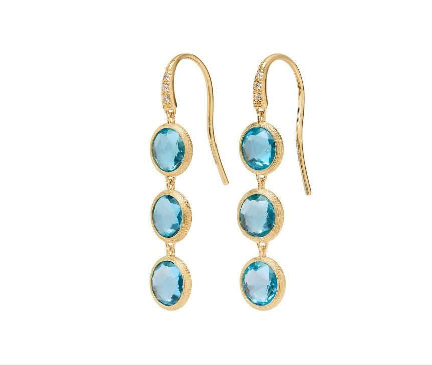 Marco Bicego Jaipur Color Blue Topaz and Diamond Hanging Earrings