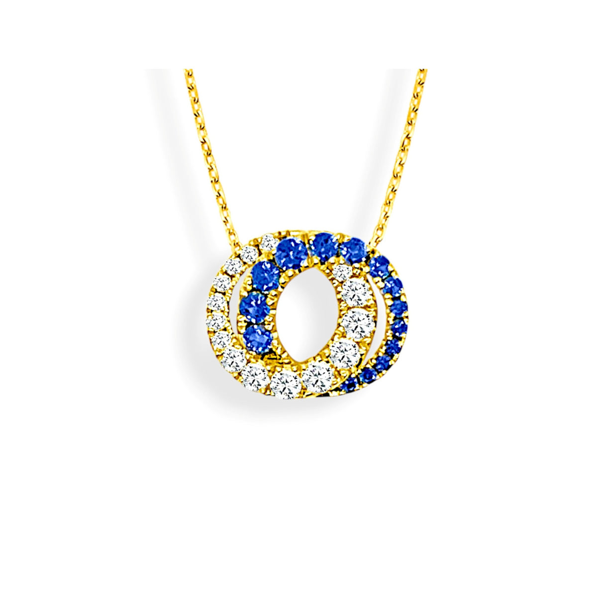Yellow Gold Interlocking Sapphire and Diamond Pendant
