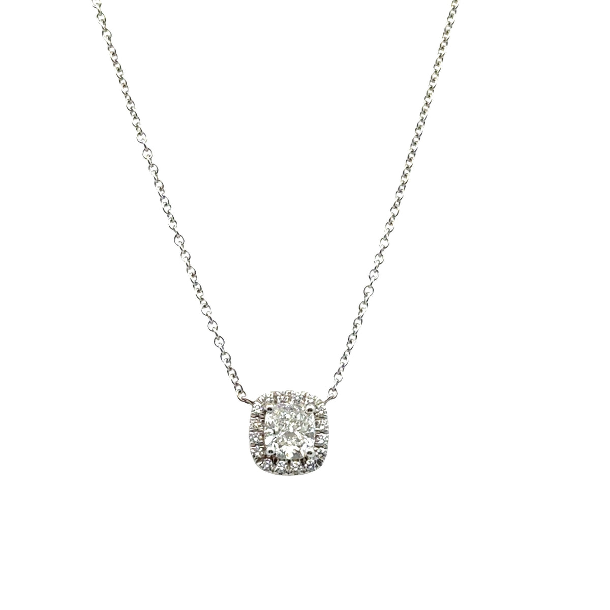 Diamond Cushion Halo Pendant