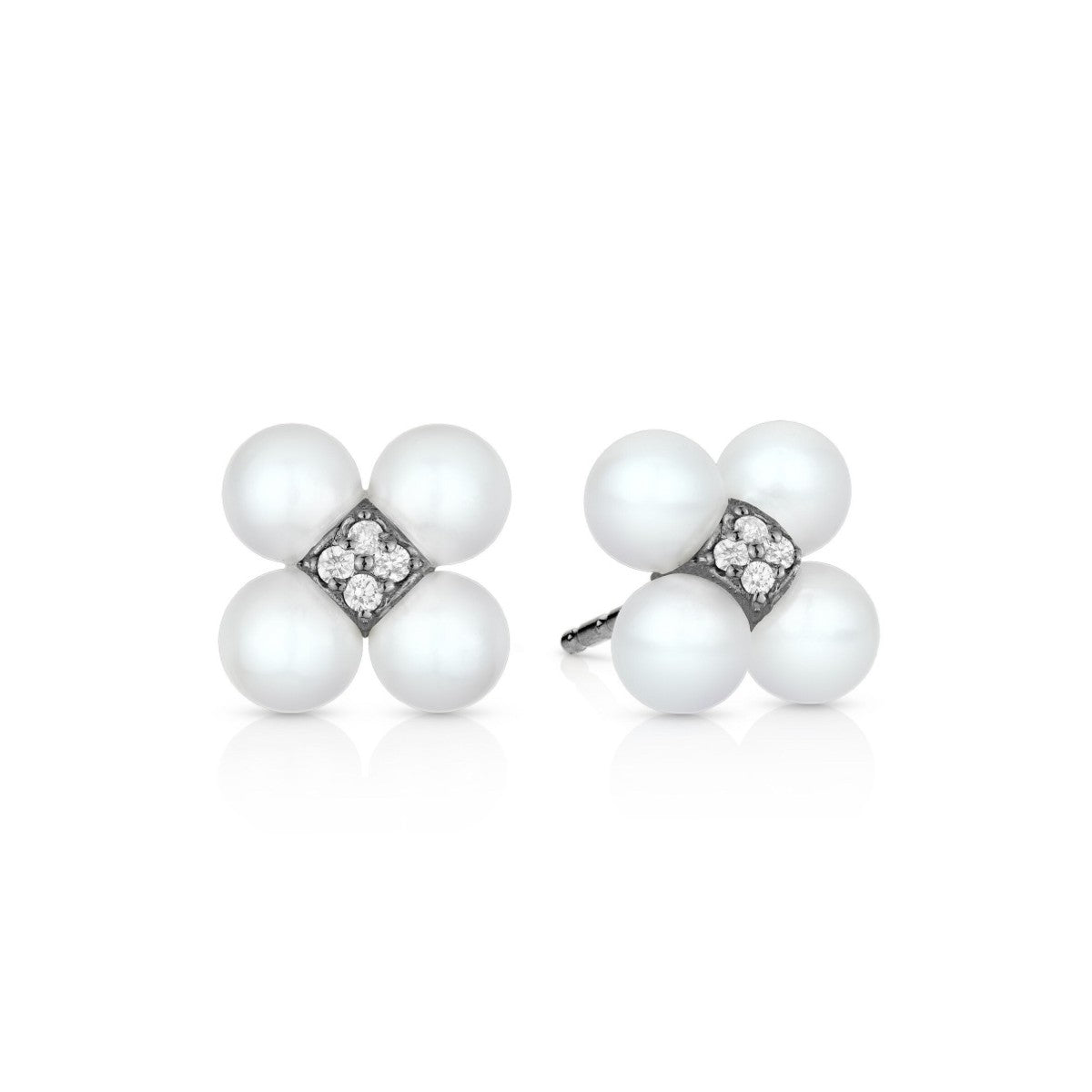 Paul Morelli Orbit Pearl and Diamond Stud Earrings