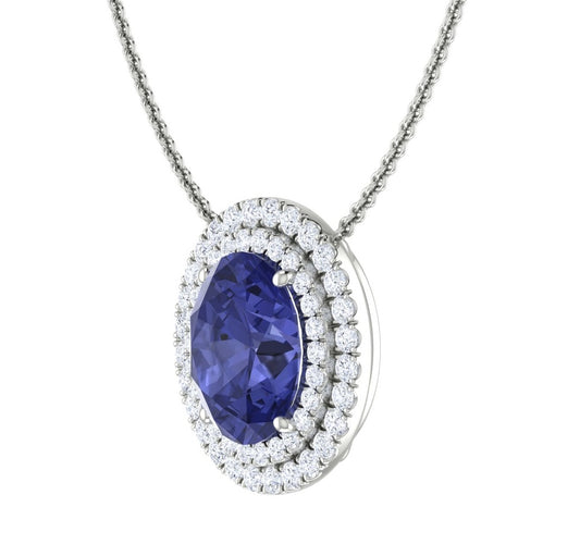 Tanzanite & Diamond Halo Pendant
