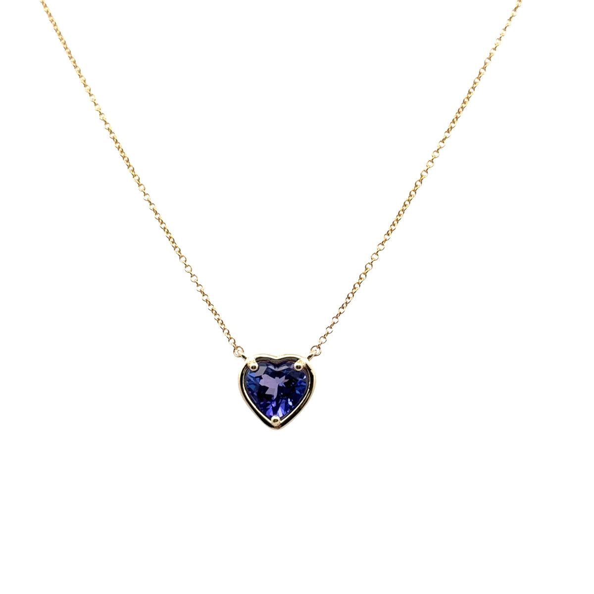 Yellow Gold Tanzanite Heart Pendant